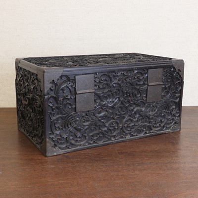Lot 273 - A Chinese zitan wood box and cover