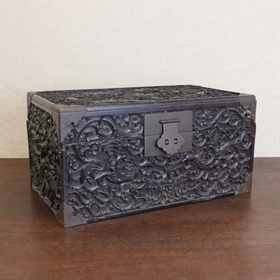 Lot 273 - A Chinese zitan wood box and cover