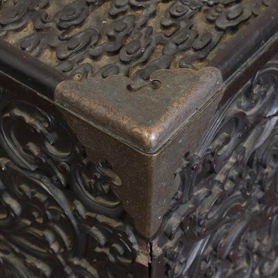 Lot 273 - A Chinese zitan wood box and cover