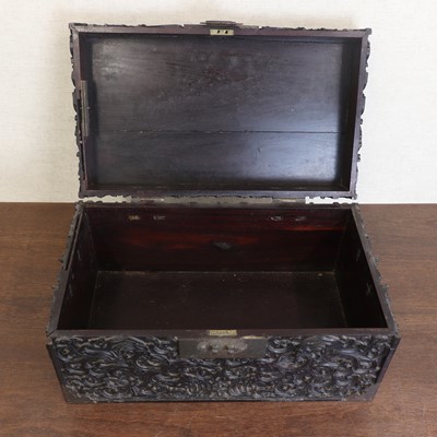 Lot 273 - A Chinese zitan wood box and cover