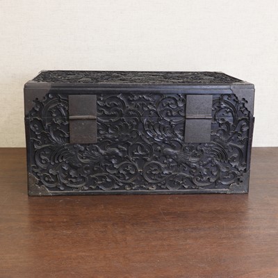 Lot 273 - A Chinese zitan wood box and cover