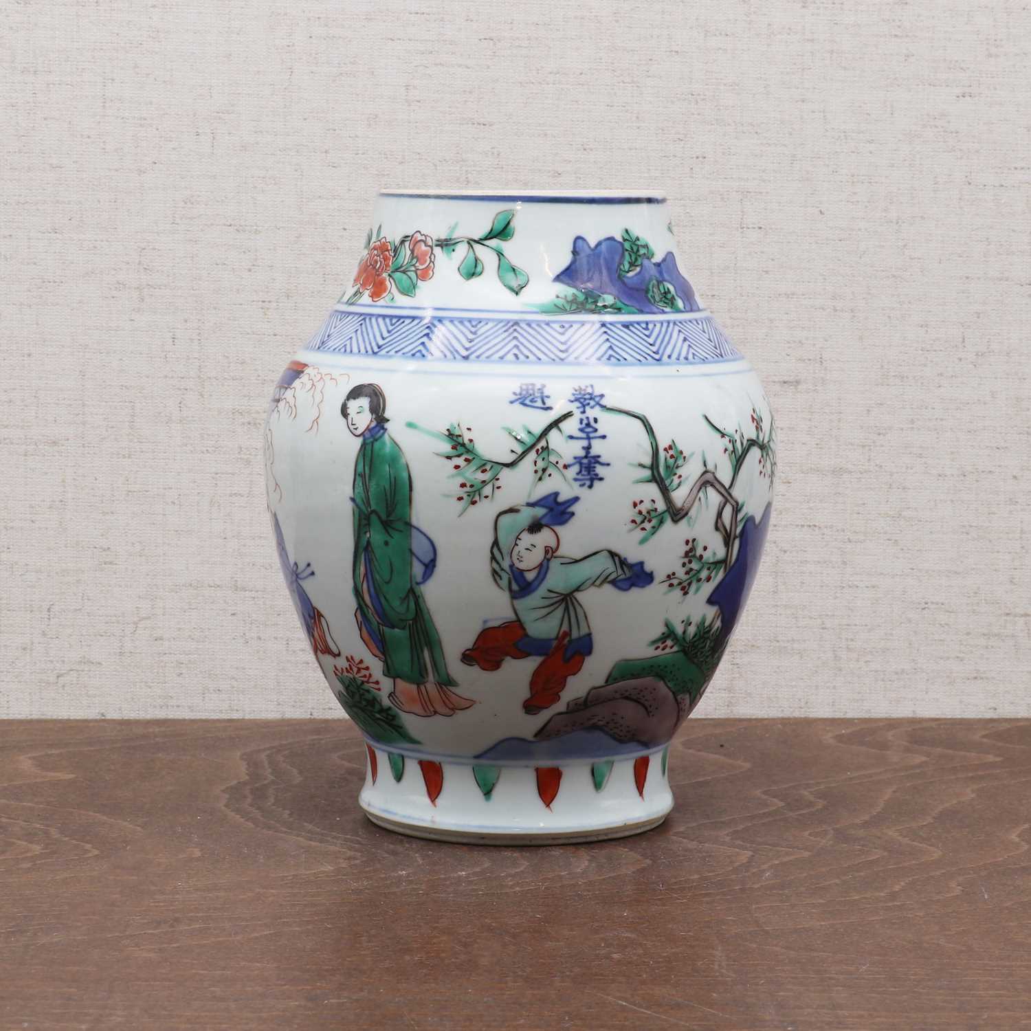 Lot 58 - A Chinese wucai jar