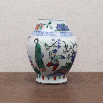 Lot 58 - A Chinese wucai jar