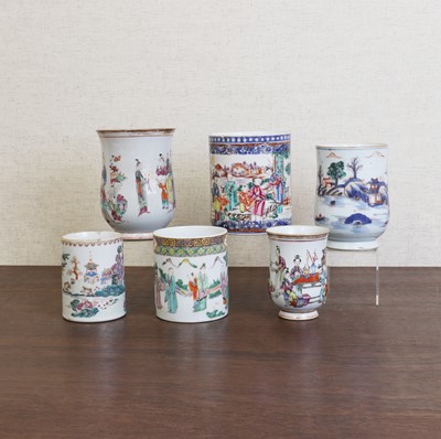 Lot 406 - A collection of Chinese export famille rose mugs