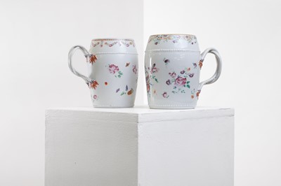 Lot 384 - A pair of export porcelain famille rose mugs