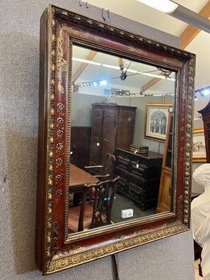 Lot 368 - A pair of red japanned chinoiserie mirrors