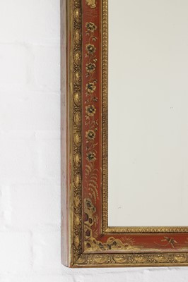 Lot 368 - A pair of red japanned chinoiserie mirrors