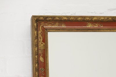 Lot 368 - A pair of red japanned chinoiserie mirrors