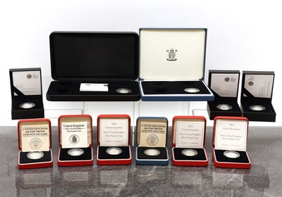Lot 51 - A collection of ten silver proof piedfort £1 coins