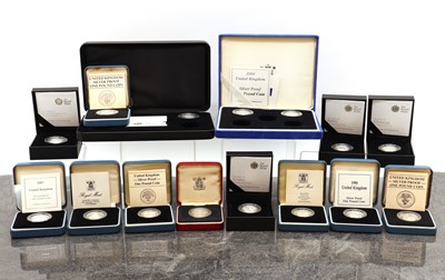 Lot 52 - A collection of 15 silver proof £1 coins