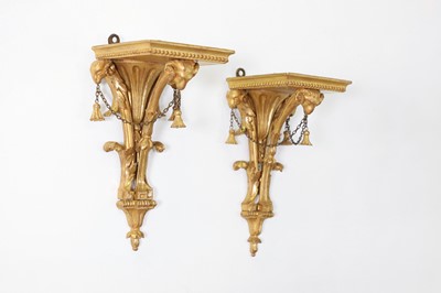 Lot 12 - A pair of George III-style giltwood wall brackets
