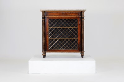 Lot 27 - A Regency rosewood, painted and parcel-gilt pier cabinet
