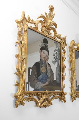 Lot 9 - A pair of export reverse-glass mirrors