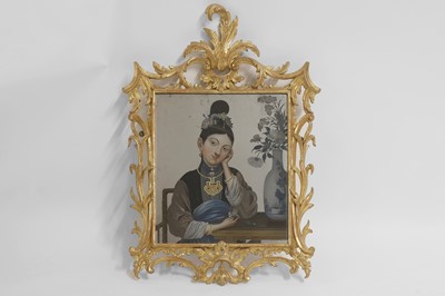 Lot 9 - A pair of export reverse-glass mirrors