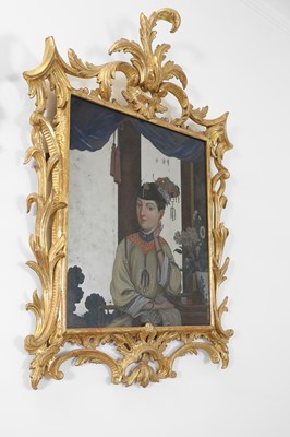 Lot 9 - A pair of export reverse-glass mirrors