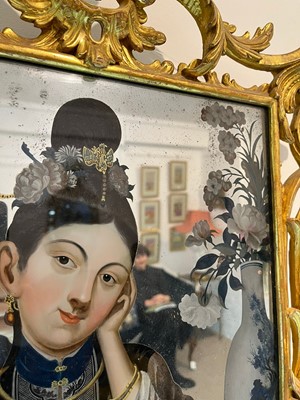 Lot 9 - A pair of export reverse-glass mirrors