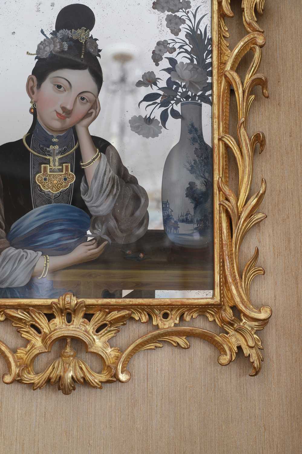 Lot 9 - A pair of export reverse-glass mirrors