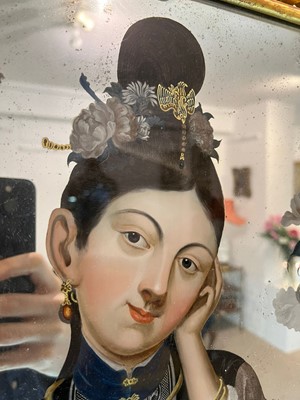 Lot 9 - A pair of export reverse-glass mirrors