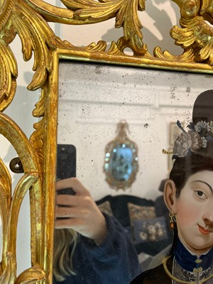 Lot 9 - A pair of export reverse-glass mirrors