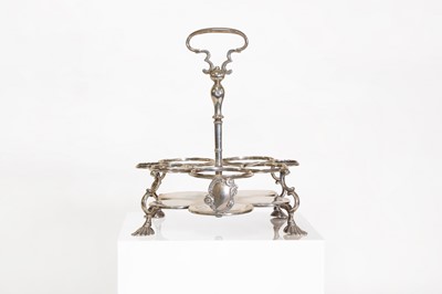 Lot 21 - A George II silver and cut-glass cruet set