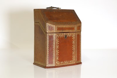 Lot 127 - A tooled leather stationery casket