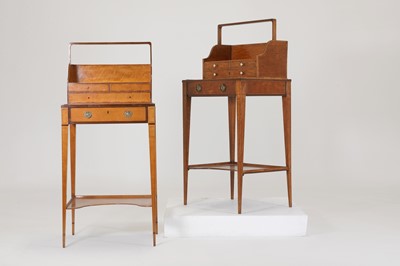 Lot 130 - A matched pair of satinwood cheveret tables