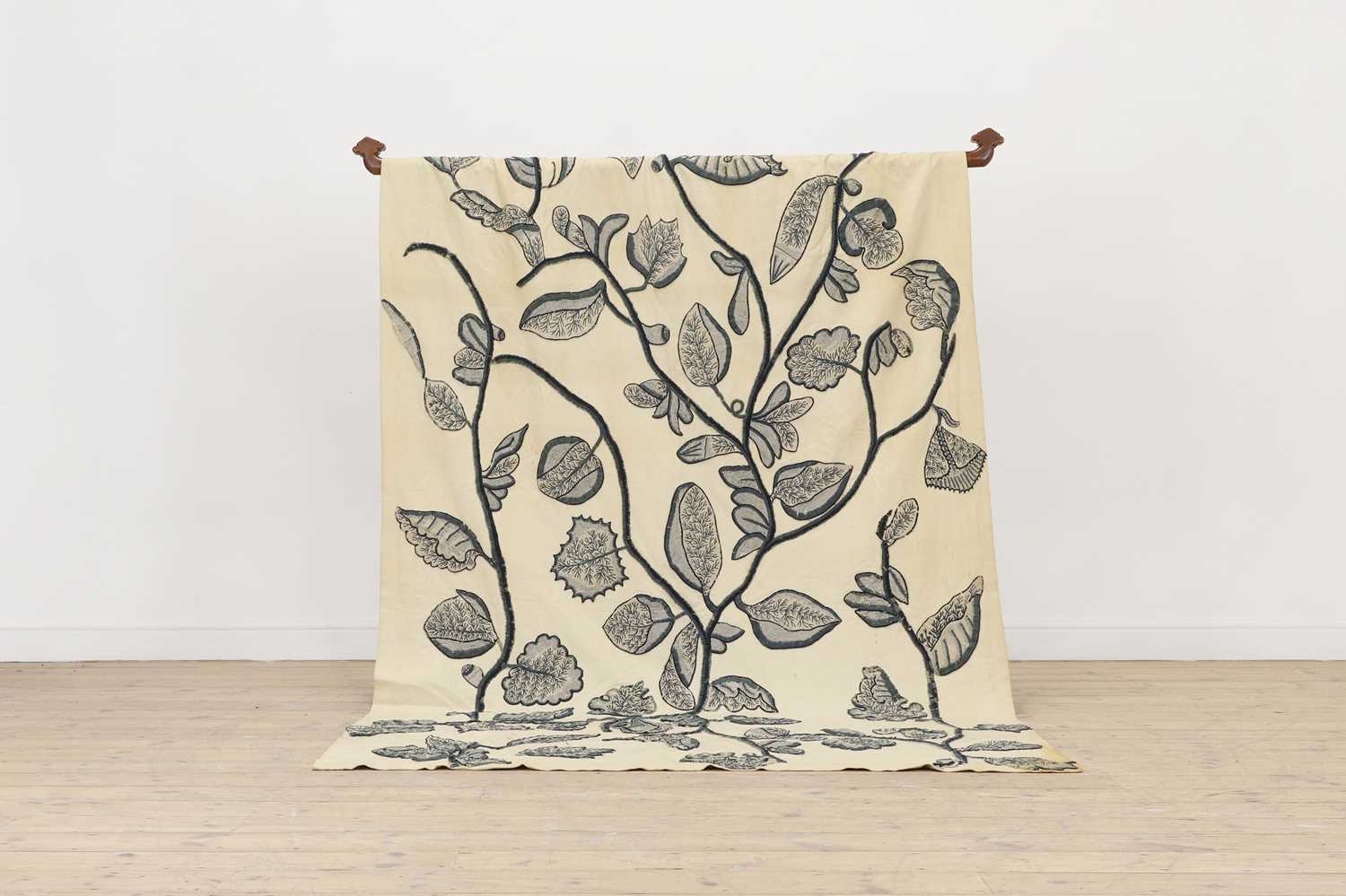 Lot 423 - A large embroidered and crewelwork wall hanging