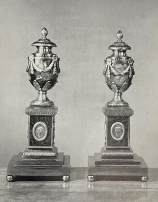 Lot 30 - A pair of George III Derbyshire Blue John and ormolu 'Cleopatra' candle vases