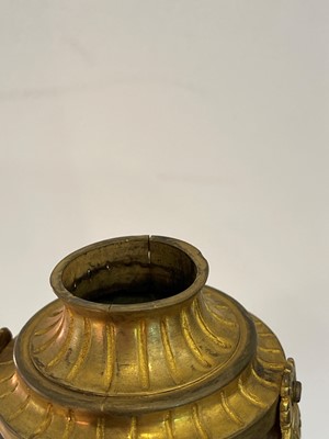 Lot 30 - A pair of George III Derbyshire Blue John and ormolu 'Cleopatra' candle vases