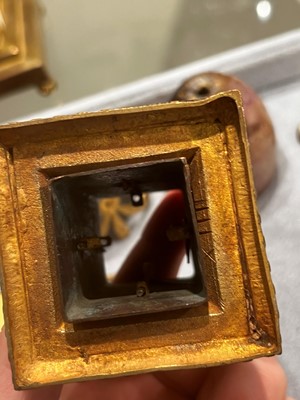 Lot 30 - A pair of George III Derbyshire Blue John and ormolu 'Cleopatra' candle vases
