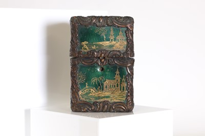 Lot 34 - A Louis XV guilloché enamel and bronze scent bottle case
