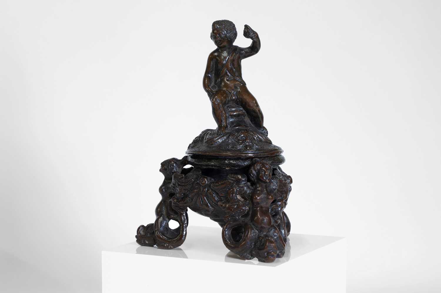 Lot 38 - A bronze inkwell