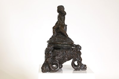 Lot 38 - A bronze inkwell
