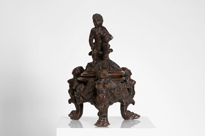 Lot 39 - A bronze inkwell