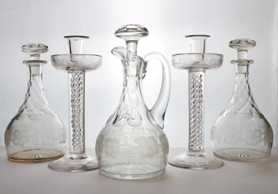 Lot 227 - A pair of glass candlesticks