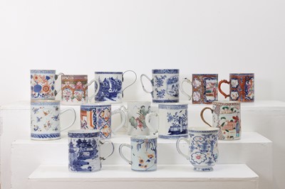 Lot 366 - A collection of export porcelain mugs