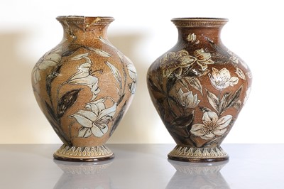 Lot 104 - A pair of Martin Brothers' stoneware vases