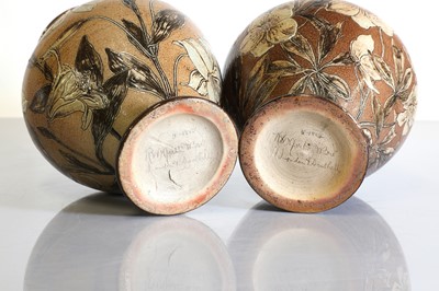 Lot 104 - A pair of Martin Brothers' stoneware vases