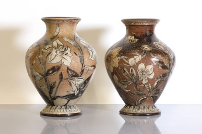 Lot 104 - A pair of Martin Brothers' stoneware vases