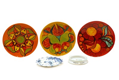 Lot 178 - A group of three Poole pottery Delphis chargers