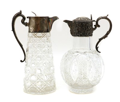 Lot 25A - An Edwardian cut-glass and silver-mounted claret jug