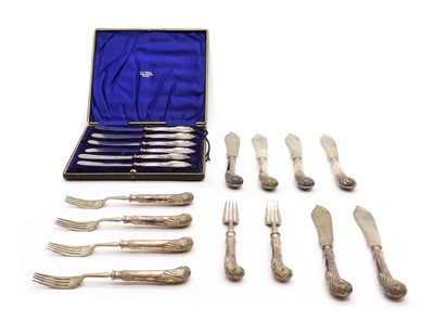 Lot 35A - A silver pistol handled fruit set