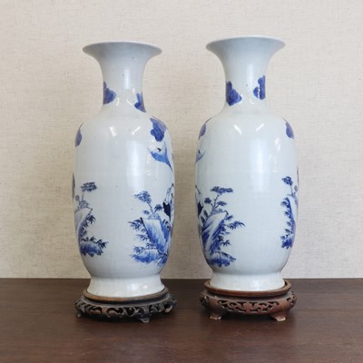 Lot 28 - A large pair of Chinese blue and white vases