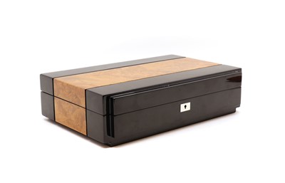 Lot 314 - A burr walnut and ebonised Art Deco style watch box