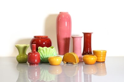 Lot 54 - A collection of Burmantofts, Ault, Bretby and Wardle pottery vases