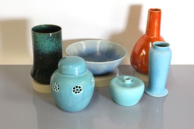 Lot 56 - A collection of six Ruskin pottery items