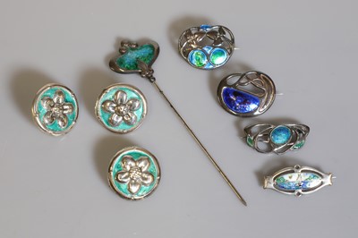 Lot 77 - A group of Arts & Crafts silver and enamel Cymric jewellery by Liberty & Co.