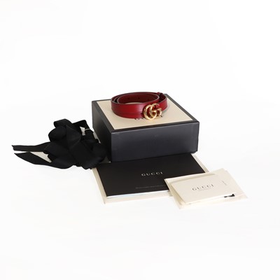 Lot 1551 - A Gucci red leather Marmont belt