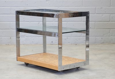Lot 453 - A Merrow Associates chrome and glass drinks trolley