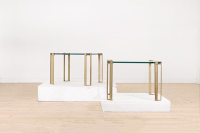 Lot 162 - A pair of modernist brass side tables